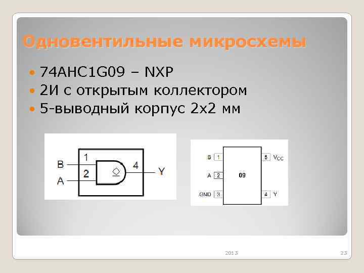 Одновентильные микросхемы 74 AHC 1 G 09 – NXP 2 И с открытым коллектором