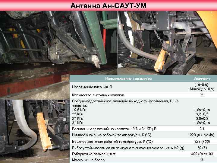 Антенна Ан-САУТ-УМ Наименование параметра Напряжение питания, В Количество выходных каналов Среднеквадратическое значение выходного напряжения,