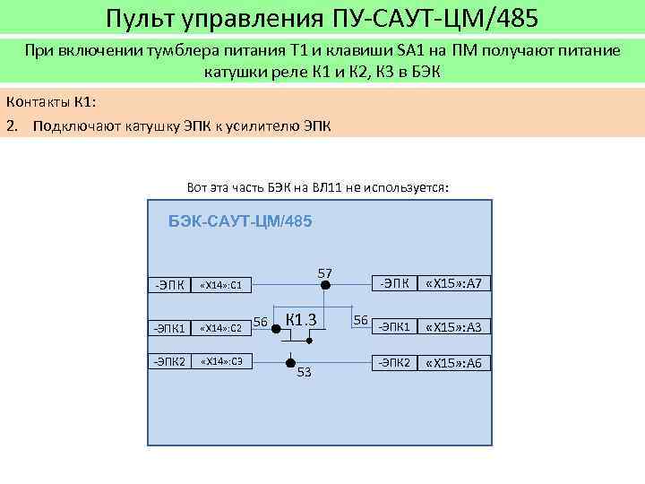 Пульт управления ПУ-САУТ-ЦМ/485 При включении тумблера питания Т 1 и клавиши SA 1 на