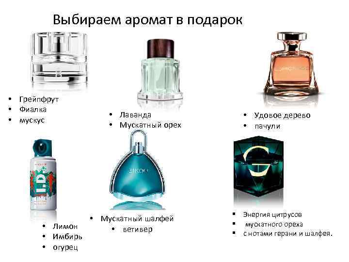 Выбираем аромат в подарок • Грейпфрут • Фиалка • мускус • Лимон • Имбирь