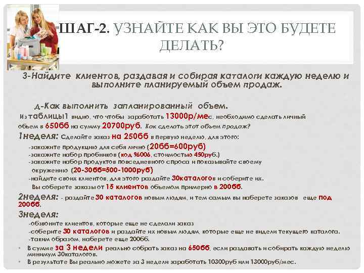 ШАГ-2. УЗНАЙТЕ КАК ВЫ ЭТО БУДЕТЕ ДЕЛАТЬ? 3 -Найдите клиентов, раздавая и собирая каталоги