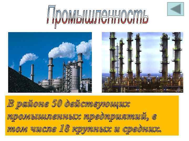В районе 50 действующих промышленных предприятий, в том числе 18 крупных и средних. 