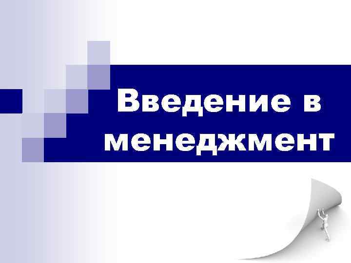 Введение в менеджмент 