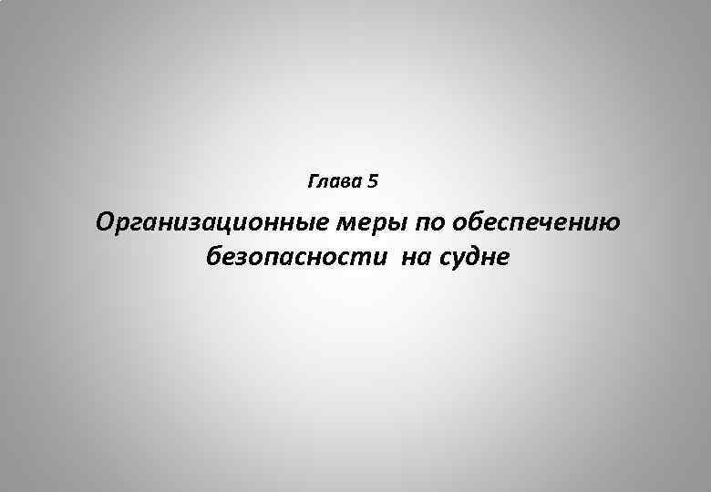 Глава 5 Организационные меры по обеспечению безопасности на судне 