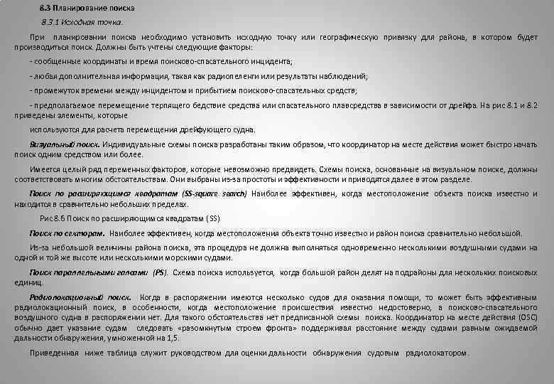 8. 3 Планирование поиска 8. 3. 1 Исходная точка. При планировании поиска необходимо установить