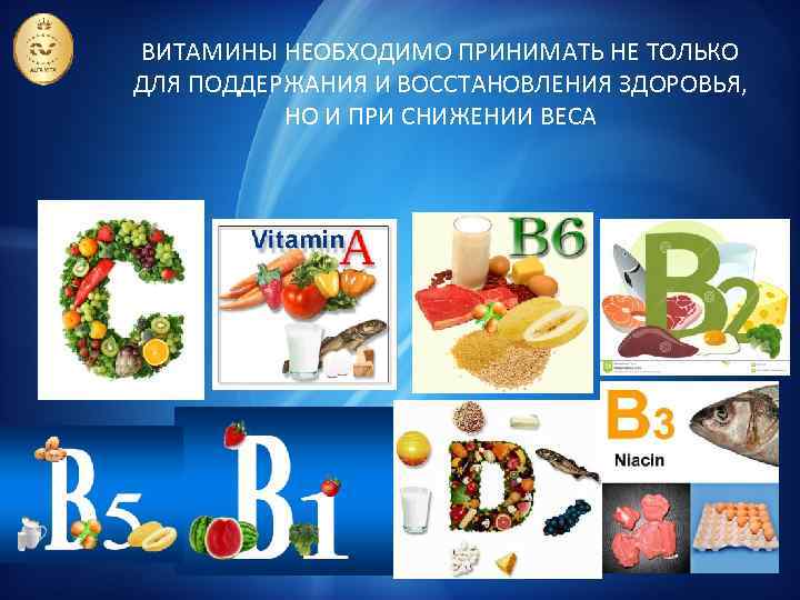 ВИТАМИНЫ НЕОБХОДИМО ПРИНИМАТЬ НЕ ТОЛЬКО ДЛЯ ПОДДЕРЖАНИЯ И ВОССТАНОВЛЕНИЯ ЗДОРОВЬЯ, НО И ПРИ СНИЖЕНИИ