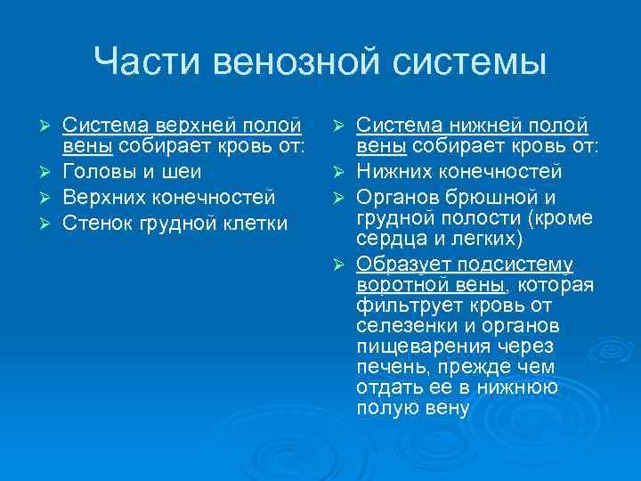 Части венозной системы Система верхней полой вены собирает кровь от: Ø Головы и шеи