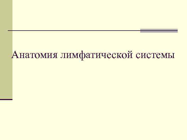 Анатомия лимфатической системы 