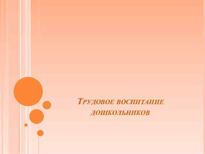 ТРУДОВОЕ ВОСПИТАНИЕ ДОШКОЛЬНИКОВ 