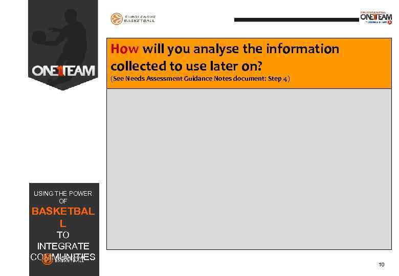 How will you analyse the information collected to use later on? (See Needs Assessment