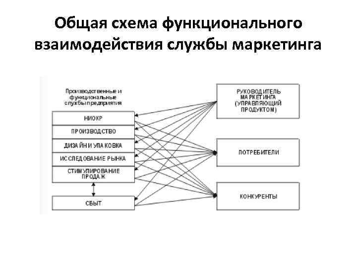 Общая схема функционального взаимодействия службы маркетинга 