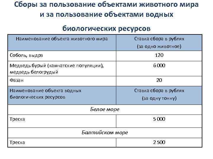 Сборы за пользование объектами. Налоговая база сбора за пользование объектами животного мира. Сборы за пользование объектами животного мира и водных биологических. Сбор за пользование объектами водных биологических ресурсов. Ставка сбора за пользование объектами водных биологических ресурсов.