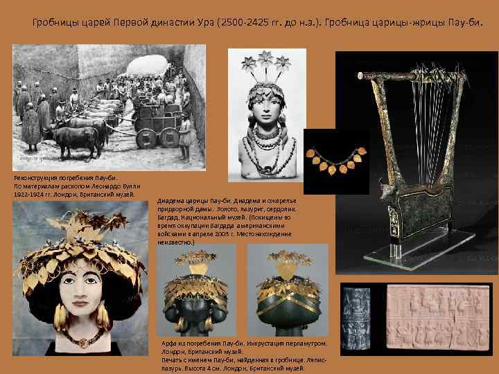 Гробницы царей Первой династии Ура (2500 -2425 гг. до н. э. ). Гробница царицы-жрицы