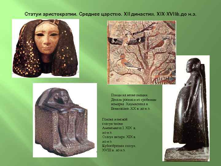 Статуи аристократии. Среднее царство. XII династия. XIX-XVIII. до н. э. в. до в Птицы