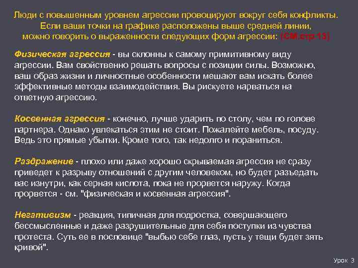 Люди с повышенным уровнем агрессии провоцируют вокруг себя конфликты. Если ваши точки на графике