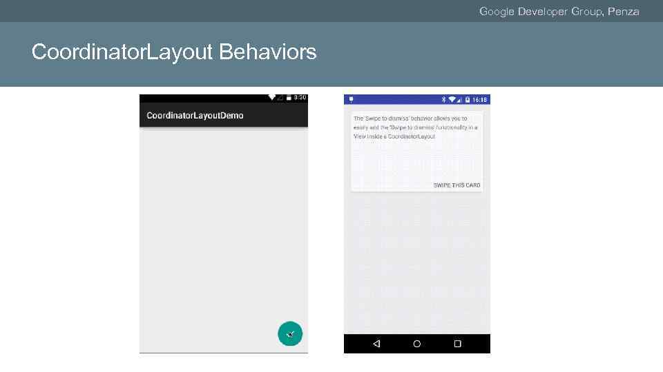 Google Developer Group, Penza Coordinator. Layout Behaviors 