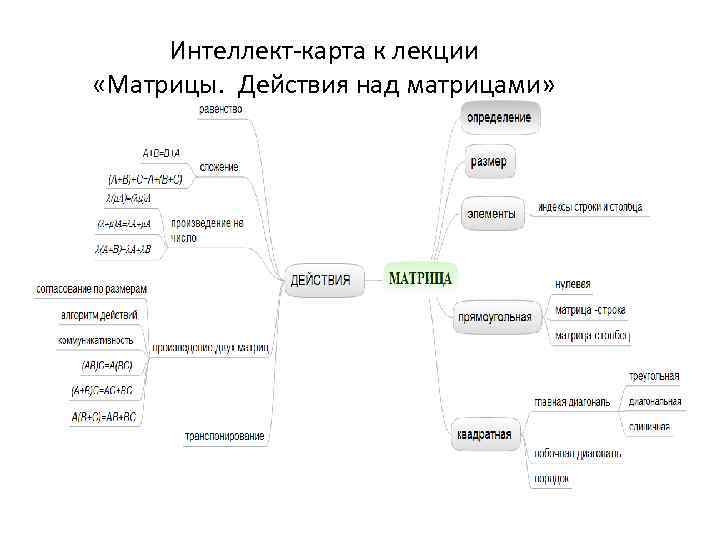 Интеллект-карта к лекции «Матрицы. Действия над матрицами» 