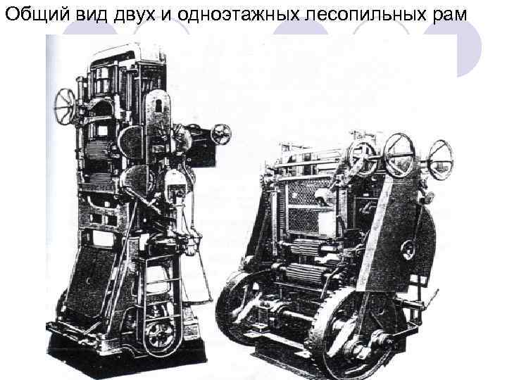 Общий вид двух и одноэтажных лесопильных рам 