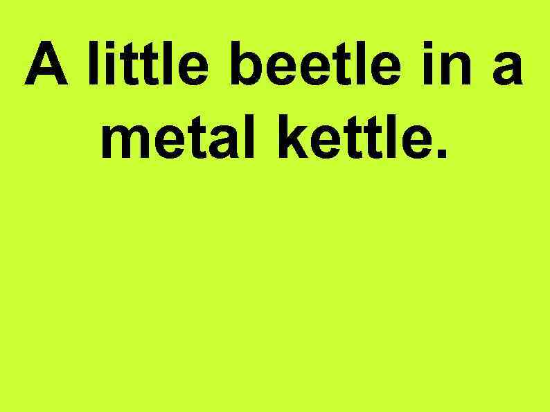 A little beetle in a metal kettle. 