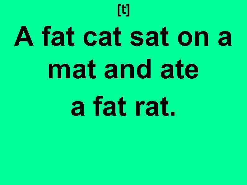 [t] A fat cat sat on a mat and ate a fat rat. 