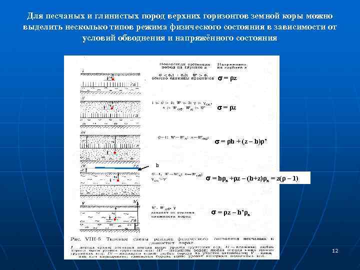 Для песчаных и глинистых пород верхних горизонтов земной коры можно выделить несколько типов режима