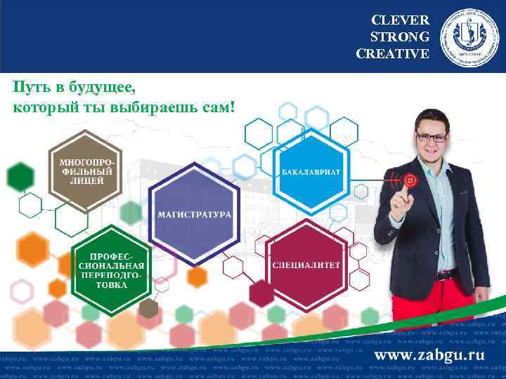 CLEVER STRONG CREATIVE Путь в будущее, который ты выбираешь сам! 