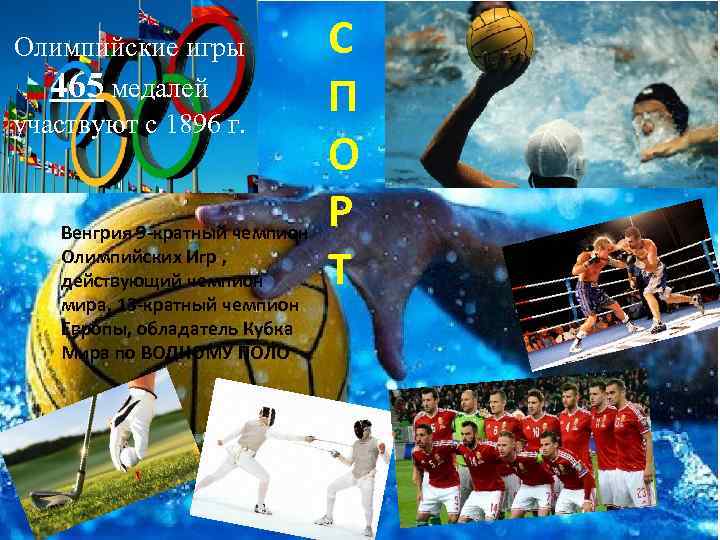 С П О Р Венгрия 9 -кратный чемпион Олимпийских Игр , Т действующий чемпион