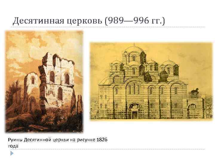 Десятинная церковь 989. Десятинная Церковь древней Руси. Десятинная Церковь в Киеве 989-996. Десятинная Церковь 10 век.