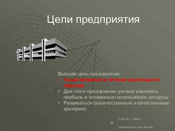 Цели предприятия Высшая цель предприятия • Существование в течение длительного периода • Для этого