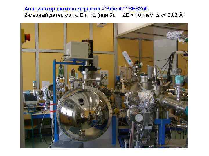 Анализатор фотоэлектронов -“Scienta” SES 200 2 -мерный детектор по Е и K// (или θ),