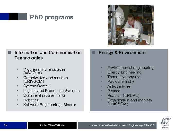 Ph. D programs n Information and Communication Technologies • • 18 Programming languages (ASCOLA)