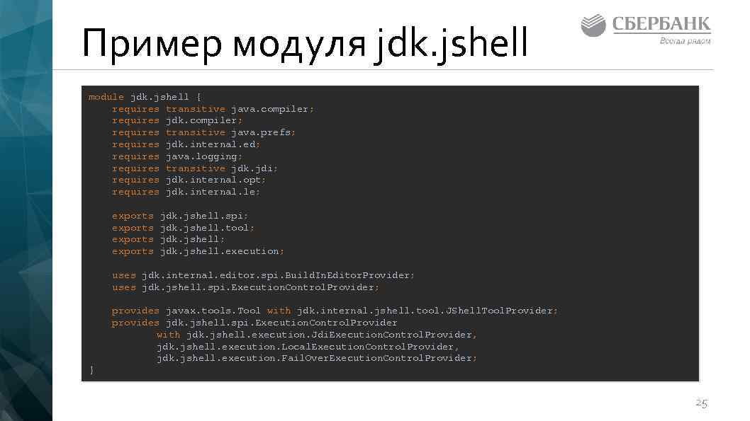Пример модуля jdk. jshell module jdk. jshell { requires transitive java. compiler; requires jdk.
