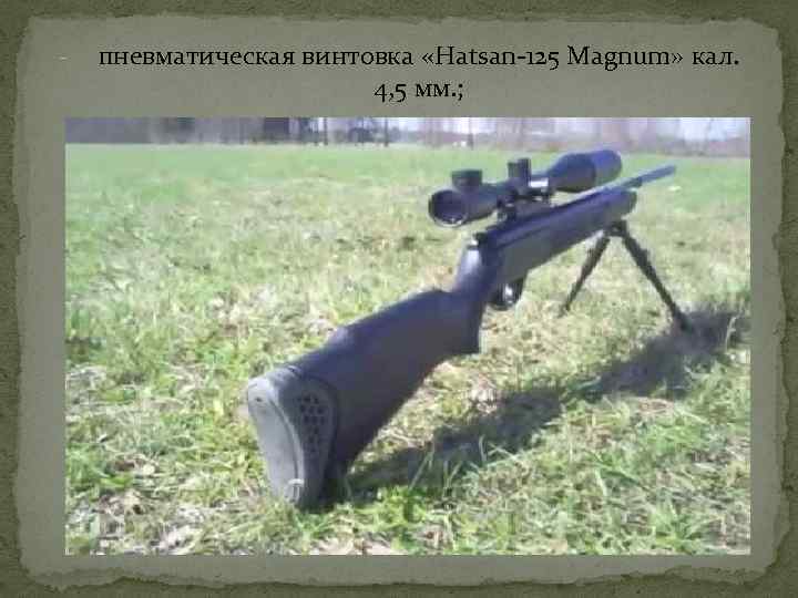 - пневматическая винтовка «Hatsan-125 Magnum» кал. 4, 5 мм. ; 
