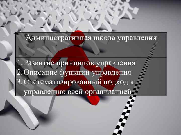 Административная школа управления 1. Развитие принципов управления 2. Описание функции управления 3. Систематизированный подход