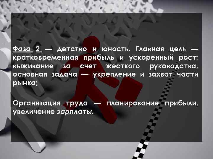  Фаза 2 — детство и юность. Главная цель — кратковременная прибыль и ускоренный