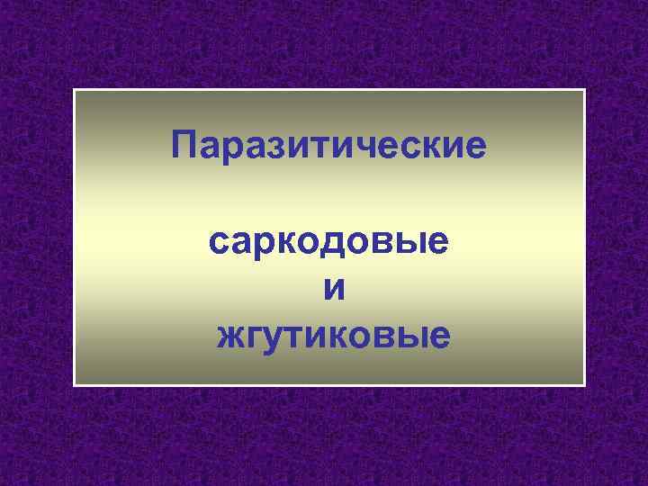 Паразитические саркодовые и жгутиковые 