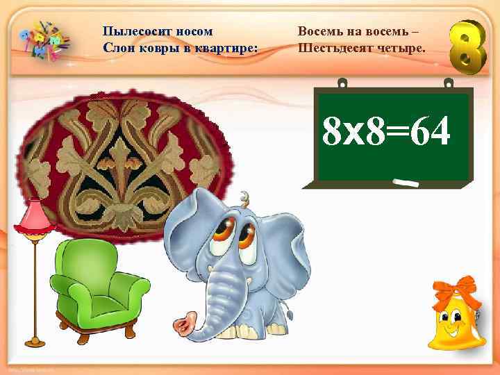 Пылесосит носом Слон ковры в квартире: Восемь на восемь – Шестьдесят четыре. 8 х8=64