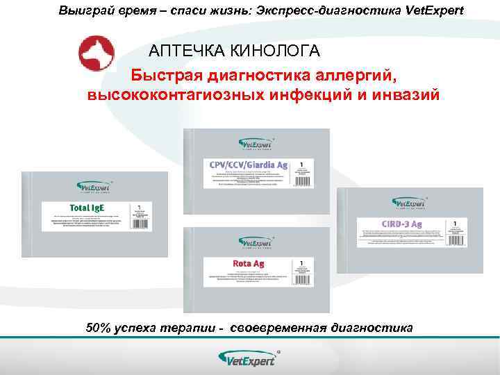 Выиграй время – спаси жизнь: Экспресс-диагностика Vet. Expert АПТЕЧКА КИНОЛОГА Быстрая диагностика аллергий, высококонтагиозных