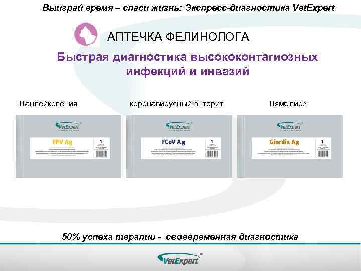 Выиграй время – спаси жизнь: Экспресс-диагностика Vet. Expert АПТЕЧКА ФЕЛИНОЛОГА Быстрая диагностика высококонтагиозных инфекций