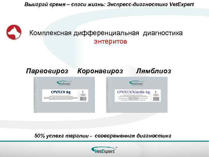 Выиграй время – спаси жизнь: Экспресс-диагностика Vet. Expert Комплексная дифференциальная диагностика энтеритов Парвовироз Коронавироз