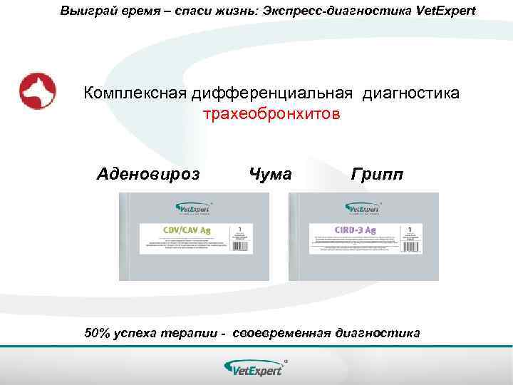 Выиграй время – спаси жизнь: Экспресс-диагностика Vet. Expert Комплексная дифференциальная диагностика трахеобронхитов Аденовироз Чума