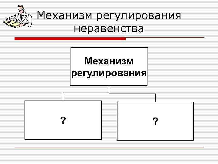 Механизм регулирования неравенства Механизм регулирования ? ? 