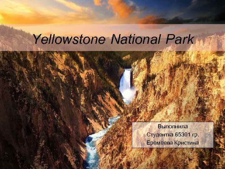 Yellowstone National Park Выполнила Студентка 65301 гр. Еремеева Кристина 