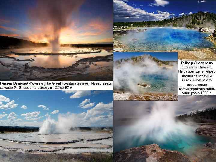 Гейзер Великий Фонтан (The Great Fountain Geyser). Извергается каждые 9 -15 часов на высоту