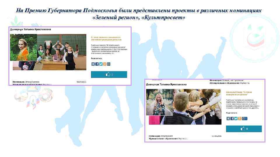 На Премию Губернатора Подмосковья были представлены проекты в различных номинациях «Зеленый регион» , «Культпросвет»