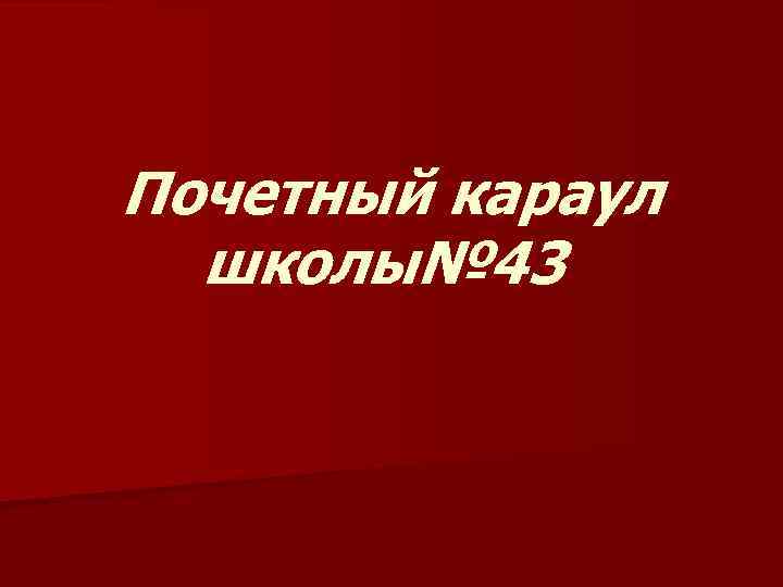 Почетный караул школы№ 43 