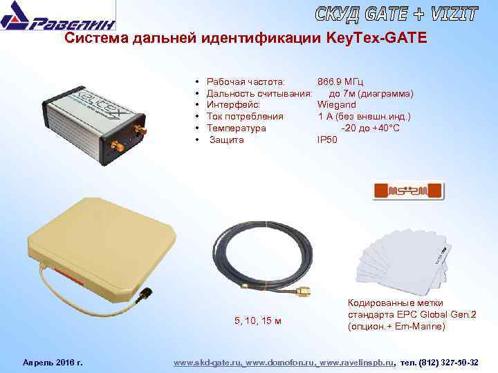 Система дальней идентификации Key. Tex-GATE • • • Рабочая частота: Дальность считывания: Интерфейс: Ток