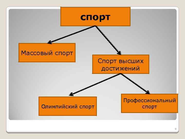 спорт Массовый спорт Спорт высших достижений Олимпийский спорт Профессиональный спорт 8 