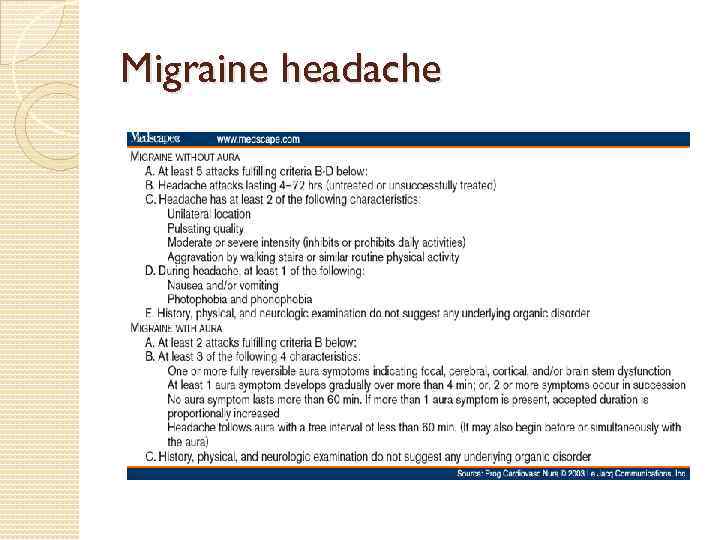 Migraine headache 