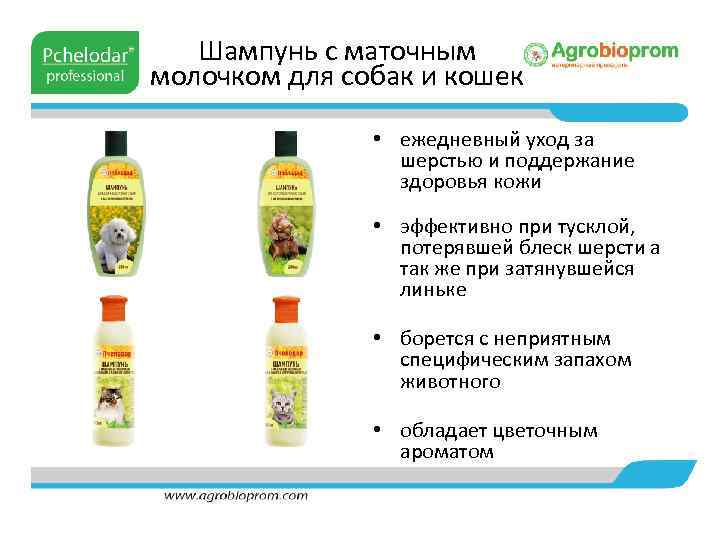 Шампунь с маточным молочком для собак и кошек • ежедневный уход за шерстью и